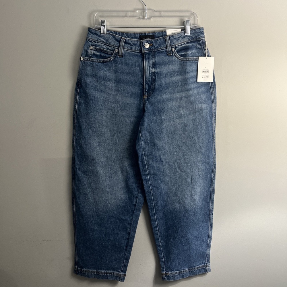 Nwt Free Assembly Women's SIZE 6 Wide Hem Barrel Jeans Light Blue Indigo #52469